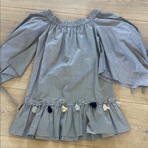 Off-Shoulder mini dress with Tassel Accents